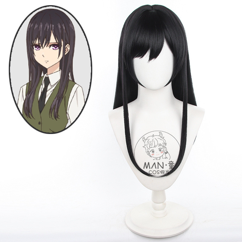 Citrus Aihara Mei Cosplay Wig Rambut Sintetis Panjang Hitam Tahan Panas