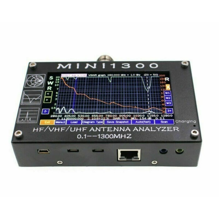 New Mini1300 4.3" LCD 0.1-1300MHz HF/VHF/UHF ANT SWR Antenna Analyzer