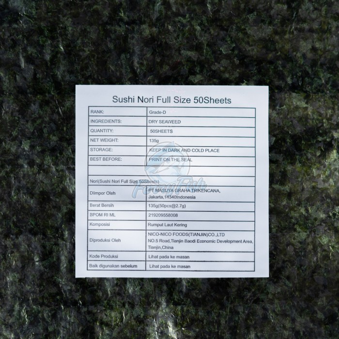

Sushi Nori / Nori / Rumput Laut 50 Pcs - Nico Nico