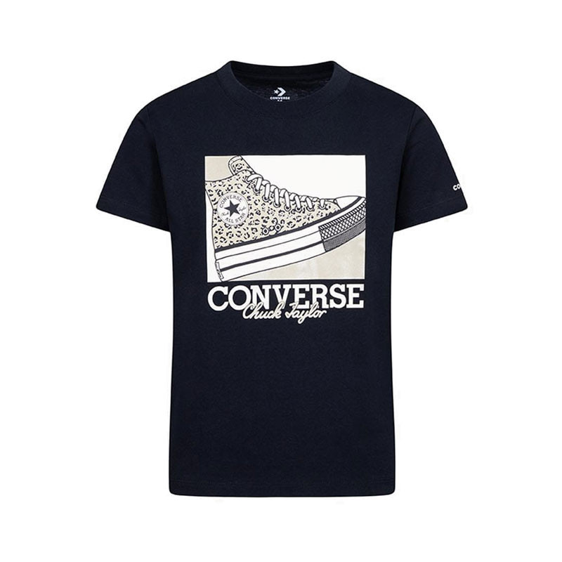 CONVERSE FLORAL LEOPARD SNEAKER TEE - BLACK