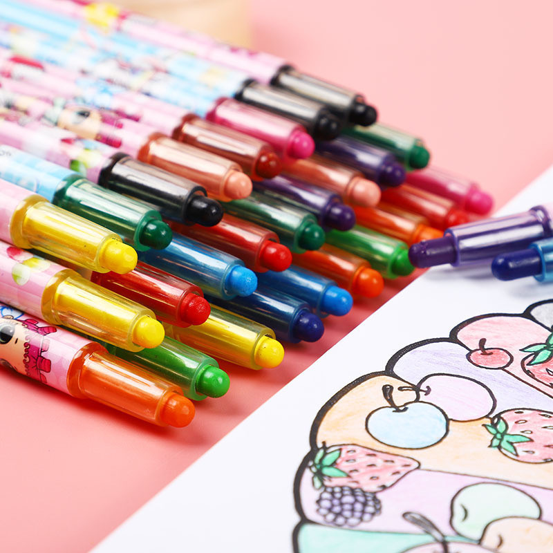 

Alat Gambar Lukis Rolling Crayon Oil Putar Warna Warni Pastel 12Pcs