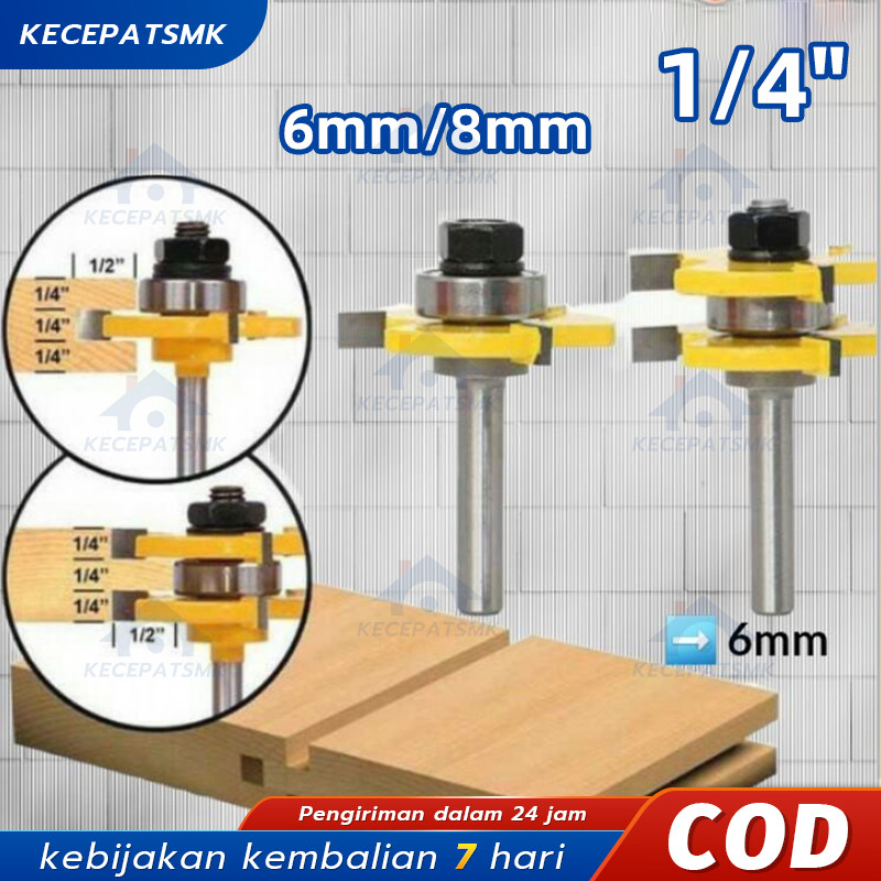 1/4 mata router profil sambungan kayu panel pintu slot set Tongue & Groove As 6mm Mata profil kayu 8