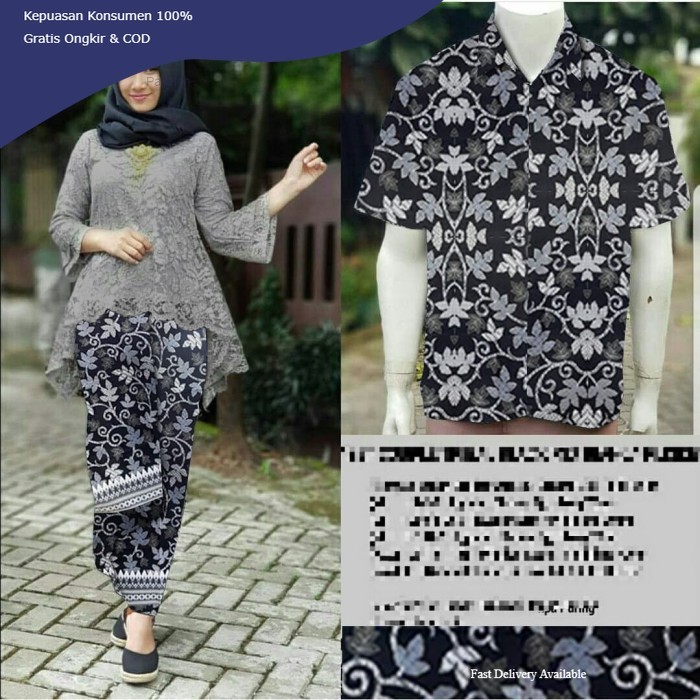Pakaian COUPLE BIANCA ABU SL Batik couple brukat abu abu Fashion Terbaru