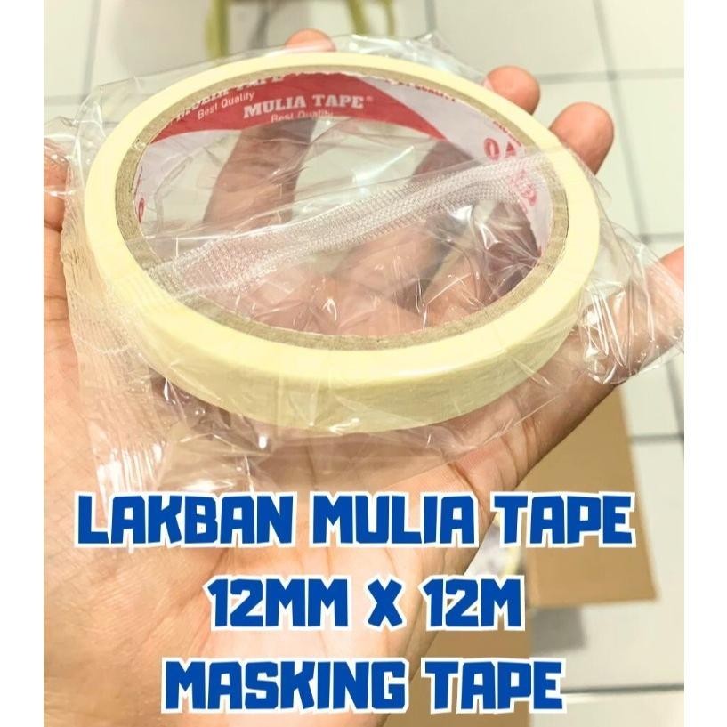 

Lakban Kertas / Masking Mulia Tape Ukuran 12mm X 12m Kemasan 1 Dus Isi 288 Roll