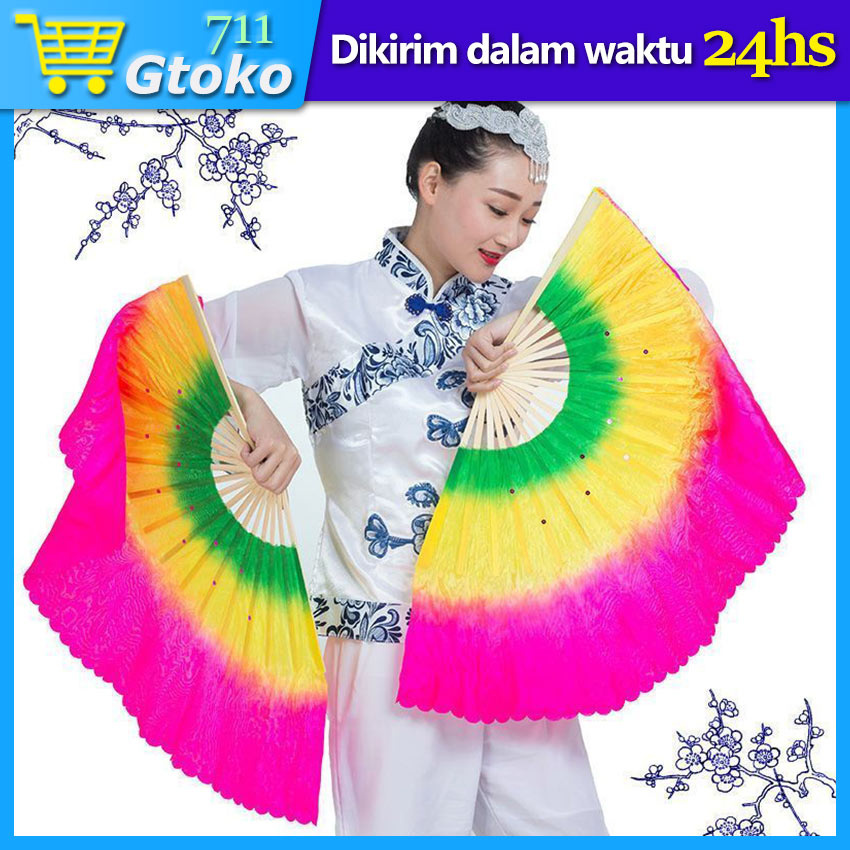 

Kipas Tari Tangan Sutra Warna Warni Kipas Geulis Tamborin Gereja Belly Dance Kipas Menari Rumbai