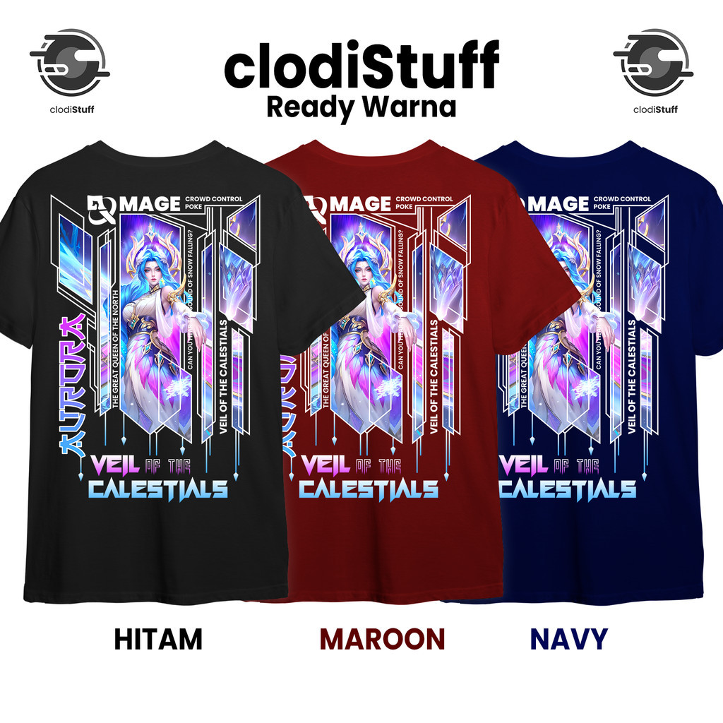 Kaos AURORA COLLECTOR Mobile Legends Lengan Pendek Hitam Cotton Combed 30s Distro Skin ML MLBB