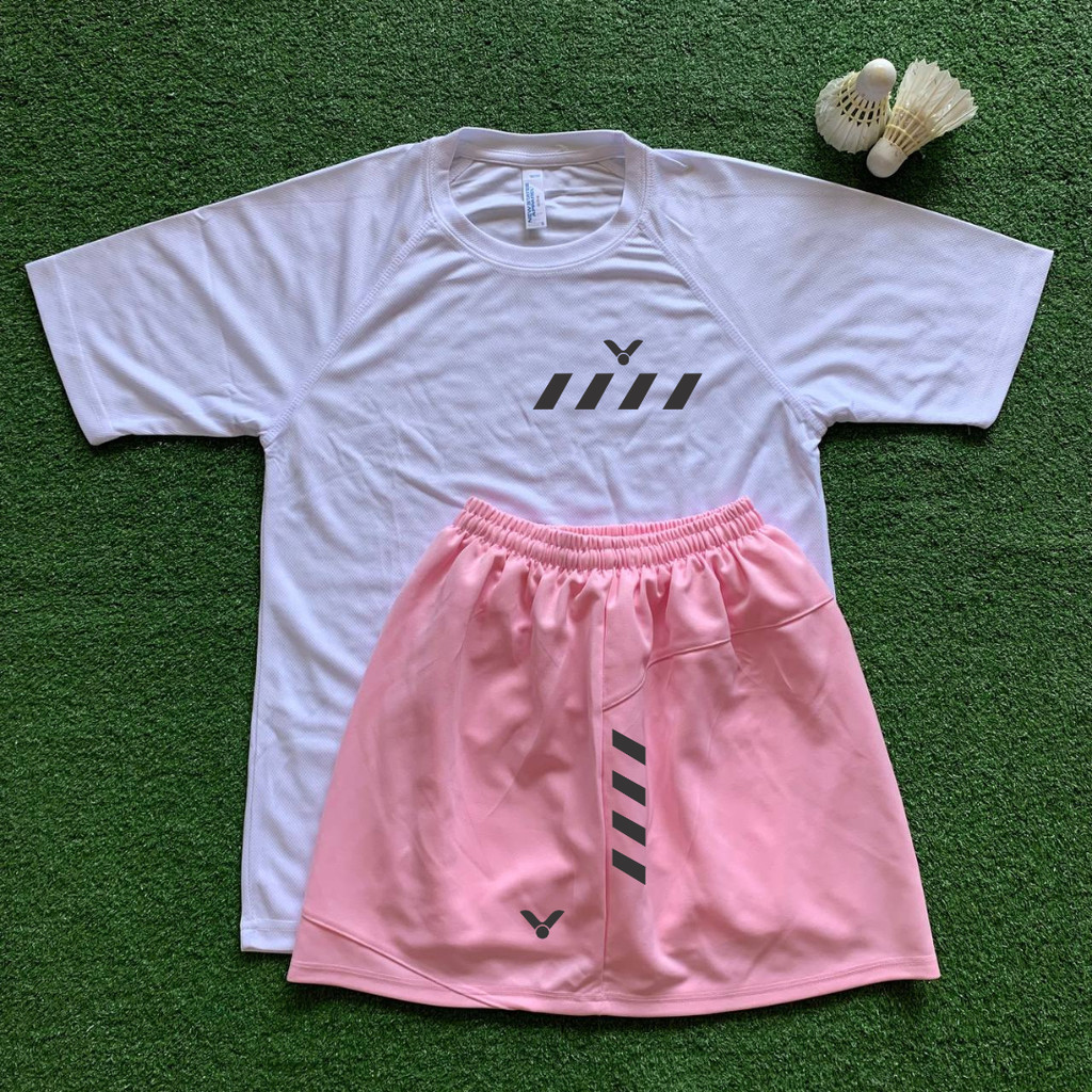 Baju Badminton DRYFIT WANITA ROK VKTR v2 WHITE