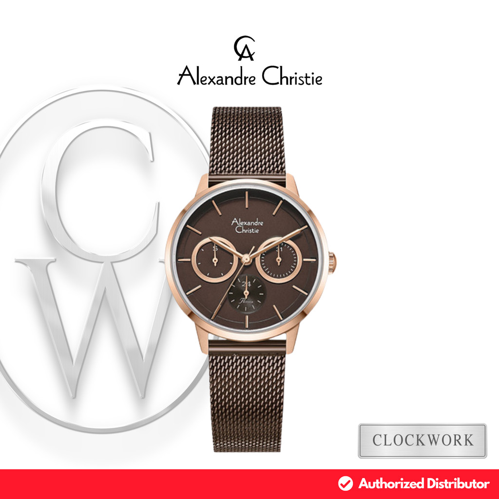 Jam Tangan Wanita Alexandre Christie Multifungsi AC 2682 BFBROBO Rantai Pasir / Mash Strap Minimalis