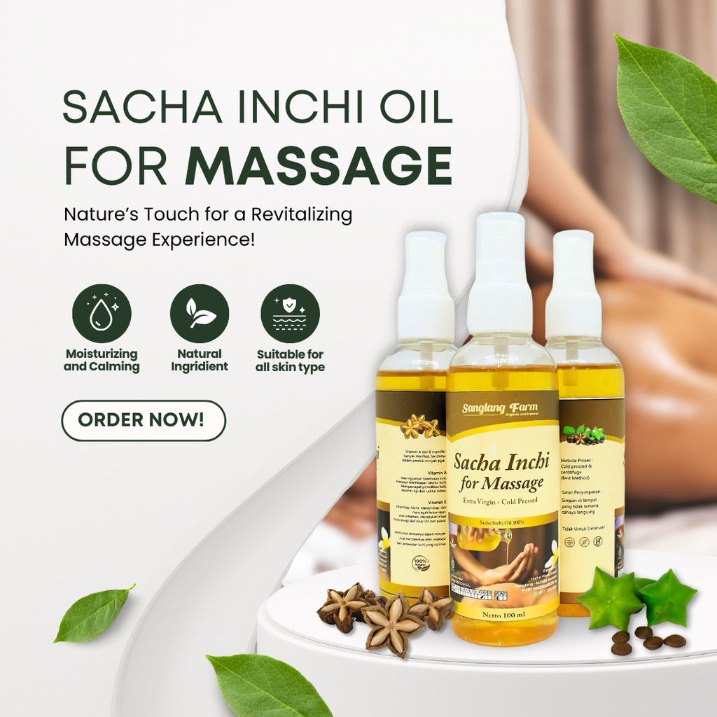 Minyak Sacha Inchi Oil For Message 100ml/Minyak Pijat Sacha Inchi 100ml/Minyak Urut Sacha Inchi/Sach