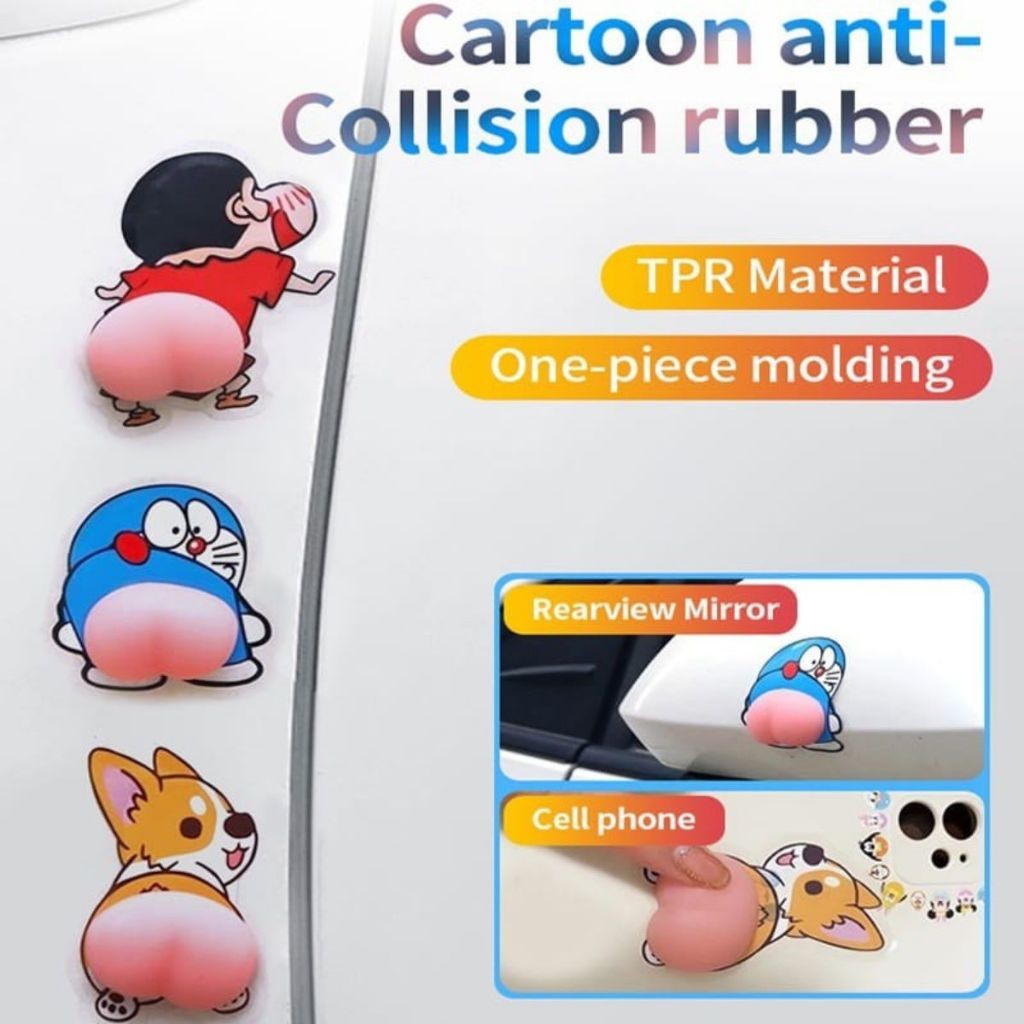

[COD]Sticker Silicone 3D Karakter Lucu 2pcs / Bumper Pelindung Pintu Mobil Spion Kulkas Anti Bentur / Pop Socket Squishy Tempelan Hiasan Handphone Botol Minum Helm Toilet Lemari Soft Gel Stiker 3 Dimensi Viral Car Door Silikon Gemoy