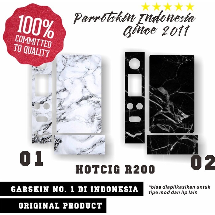 PROMO Garskin Premium Hotcig box R200 marble.  Bisa CUstom Gambar