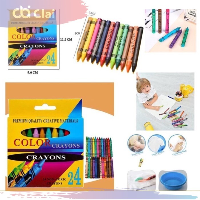 

CLAI 1 Set isi 24 Warna Pensil Crayon Crayons Krayon Pewarna Non Toxic Kecil Pocket Coloring Alat Mewarnai Anak Sekolah TK SD Generic Colors Arts and Crafts Lilin Parafin