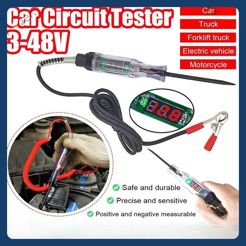 Test Pen Dc tespen listrik cek kabel putus tekiro12v 24v digital Mobil Motor 3V-24v auto voltage-COD