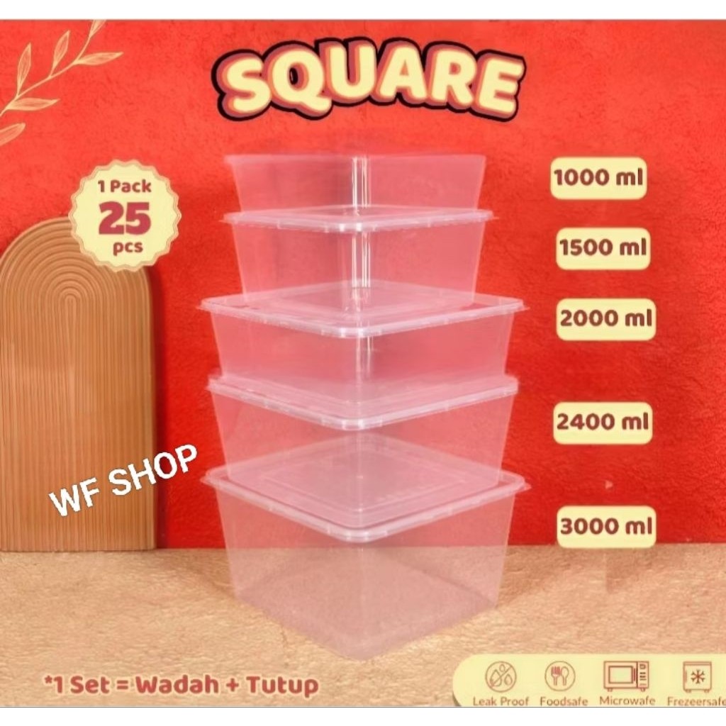 Isi 10pcs Thinwall Kotak Makan Plastik 2000 ml  3000ml Tempat Box Nasi Microwave Food Container