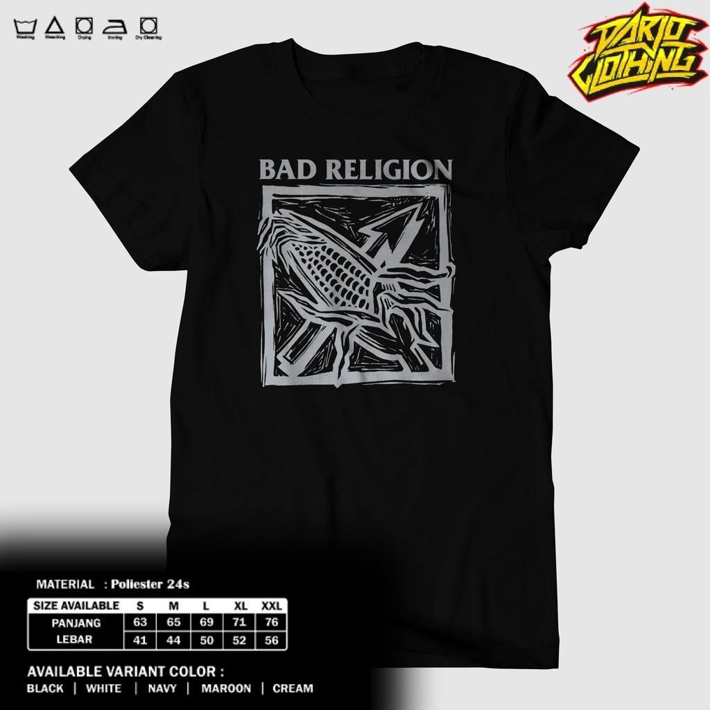 Kaos DarjoClothing -  KAOS BAND - BAD RELIGION - BAD RELIGION CORN GREY - BAJU MUSIK ROCK METAL