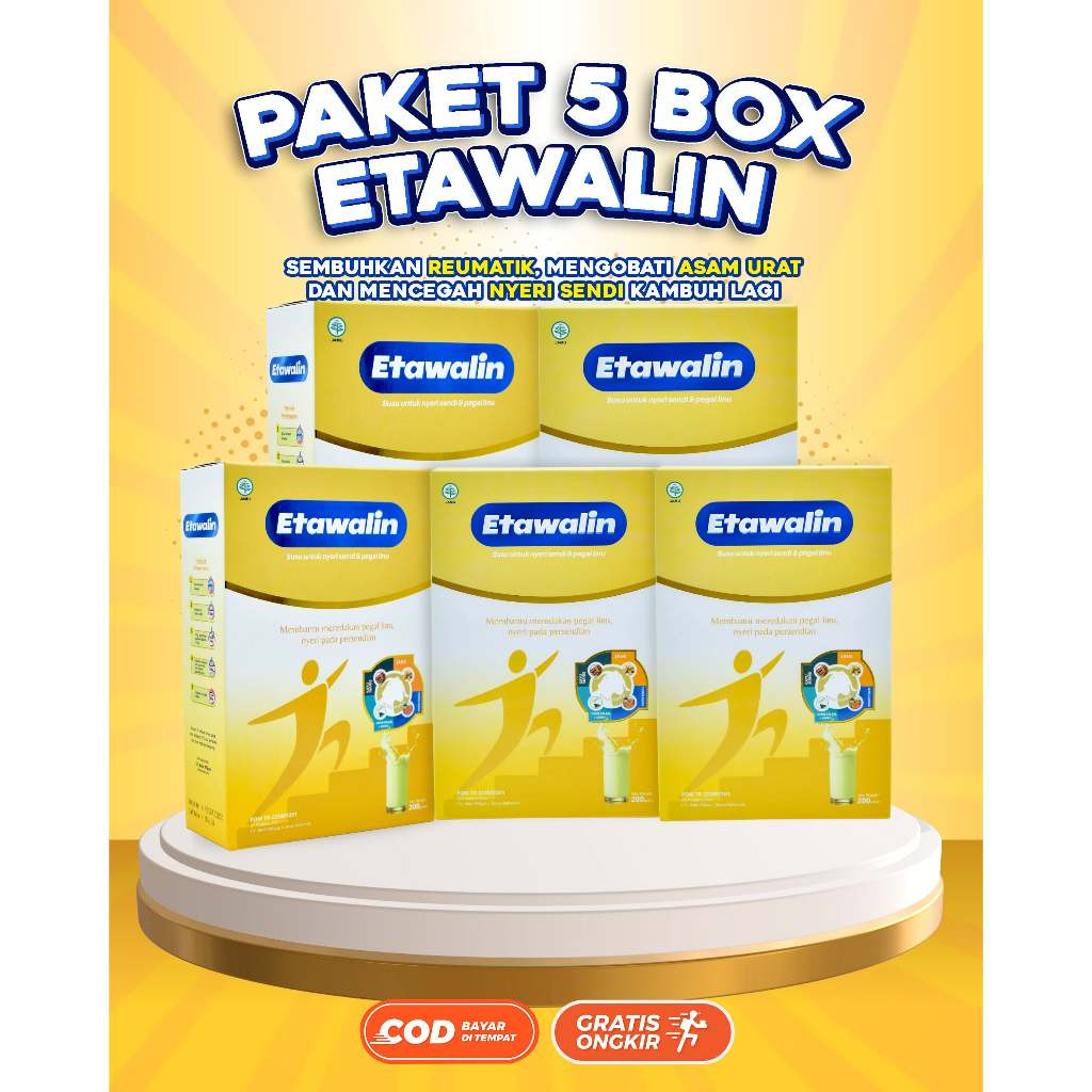 

PAKET 5 BOX ETAWALIN - SUSU HERBAL ETAWA ATASI ASAM URAT DAN NYERI SENDI ORIGINAL