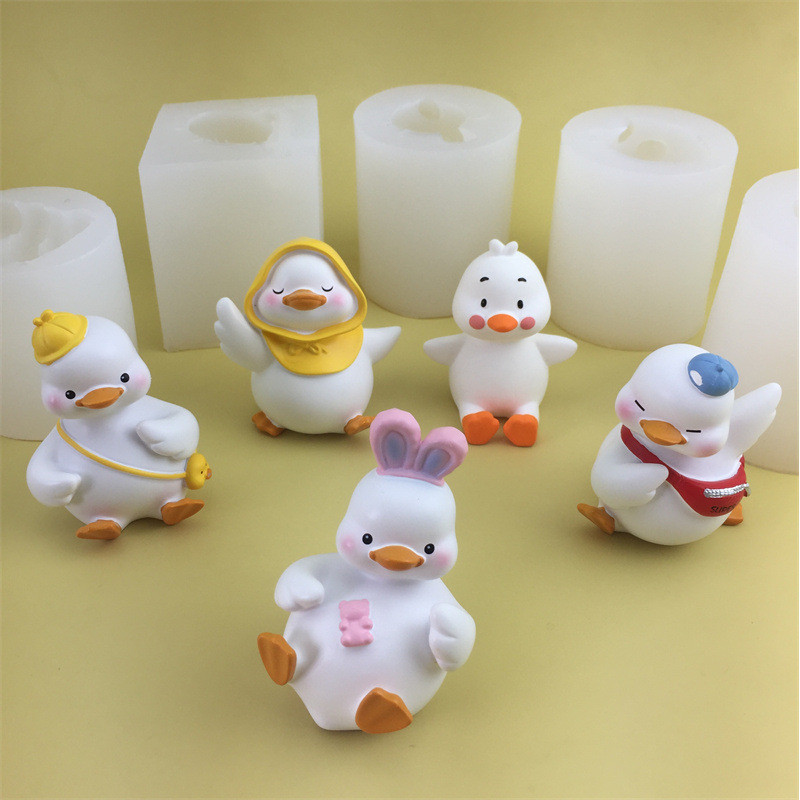 

Cartoon Duck Silicone Candle Mold Animal Soap Resin Plaster Making Mould DIY Chocolate Baking Tool mochi squishy toy moulds