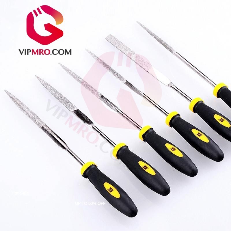DIAMOND FILE SET 6 pcs BOSI / 6 pcs jarum kikir berlian /Set file enam bagian, file datar kepala dat