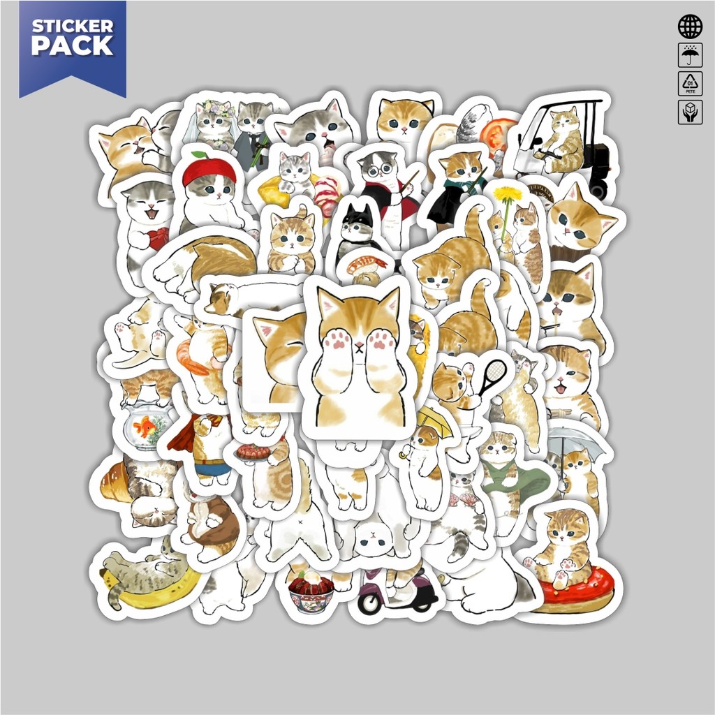 

[100PCS]Stiker Pack Stiker Kucing Mofusand Kitten Aesthetic Vinyl Anti Air Dekorasi Sticker Laptop Buku Journal Koper Helm Casing HP Gitar Helm Skateboard
