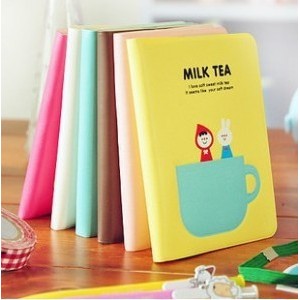 

free shipping 8.5*11.5cm multicolor Cute milk tea Diary book Notebook Note pad Memo(1piece)(PVC cover)
