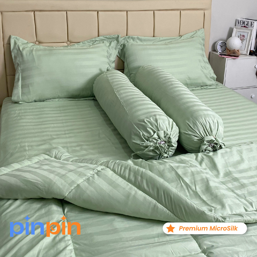 Bed Cover Set Sprei Hotel Tensel Sage Ukuran Lengkap