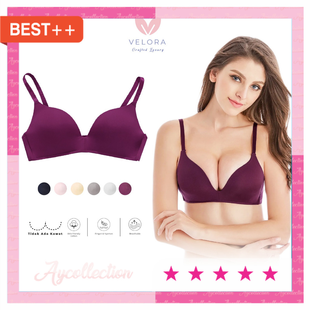 PAKAIAN SPORT KEREN CANTIK WANITA KEKINIAN BAHAN PREMIUM MURAH / Velora - Bra Tanpa Kawat | Seamless