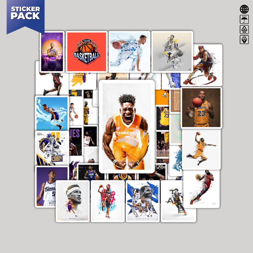 

[100PCS]Stiker Pack Stiker NBA Basketball Aesthetic Vinyl Anti Air Dekorasi Sticker Laptop Buku Journal Koper Helm Casing HP Gitar Helm Skateboard
