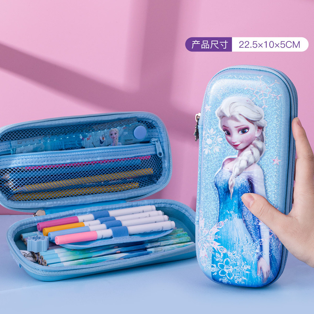 

Cartoon Disney Frozen Pencil Case Pupils Stationery Bag 3d Double Layer Large Capacity Female Pencil Bag Wholesale Student Gifts