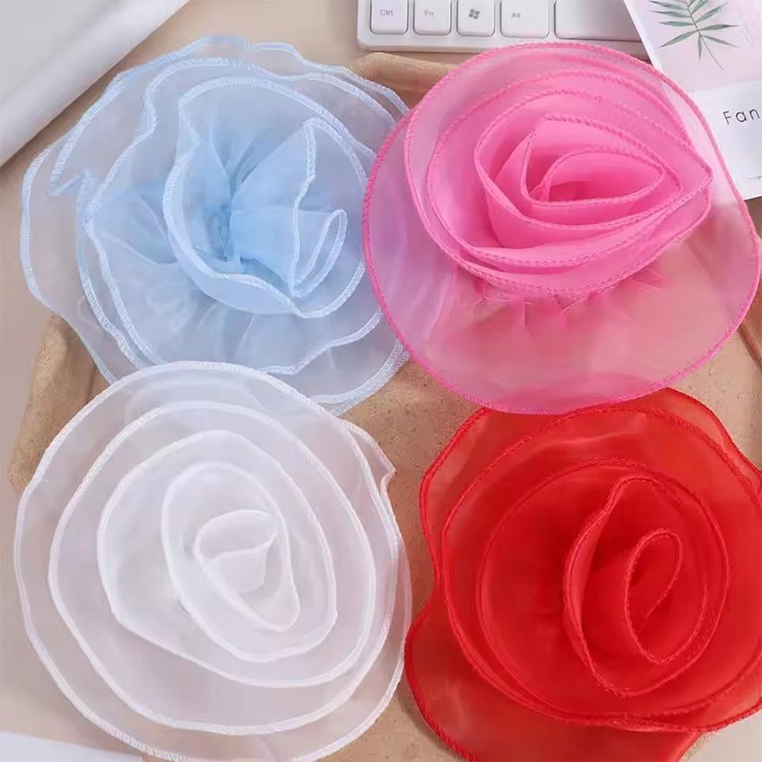 Multi Layers Bunga Organza 3D Bordir Tempelan Baju / Besar Bunga Dekorasi Hiasan Dress/Gaun Kebaya