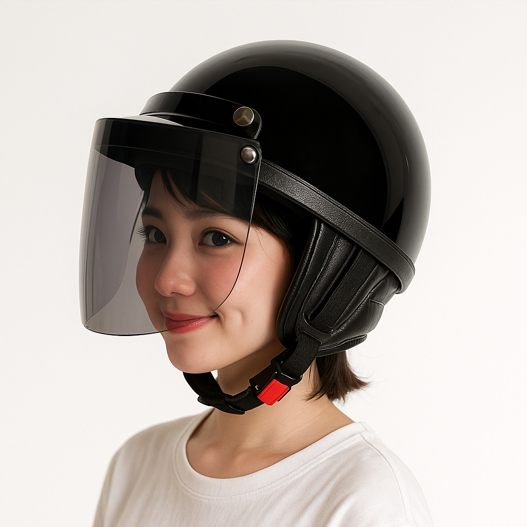 Helm Chips Retro Klasik Vespa Dewasa Helm Club Retro kaca datar