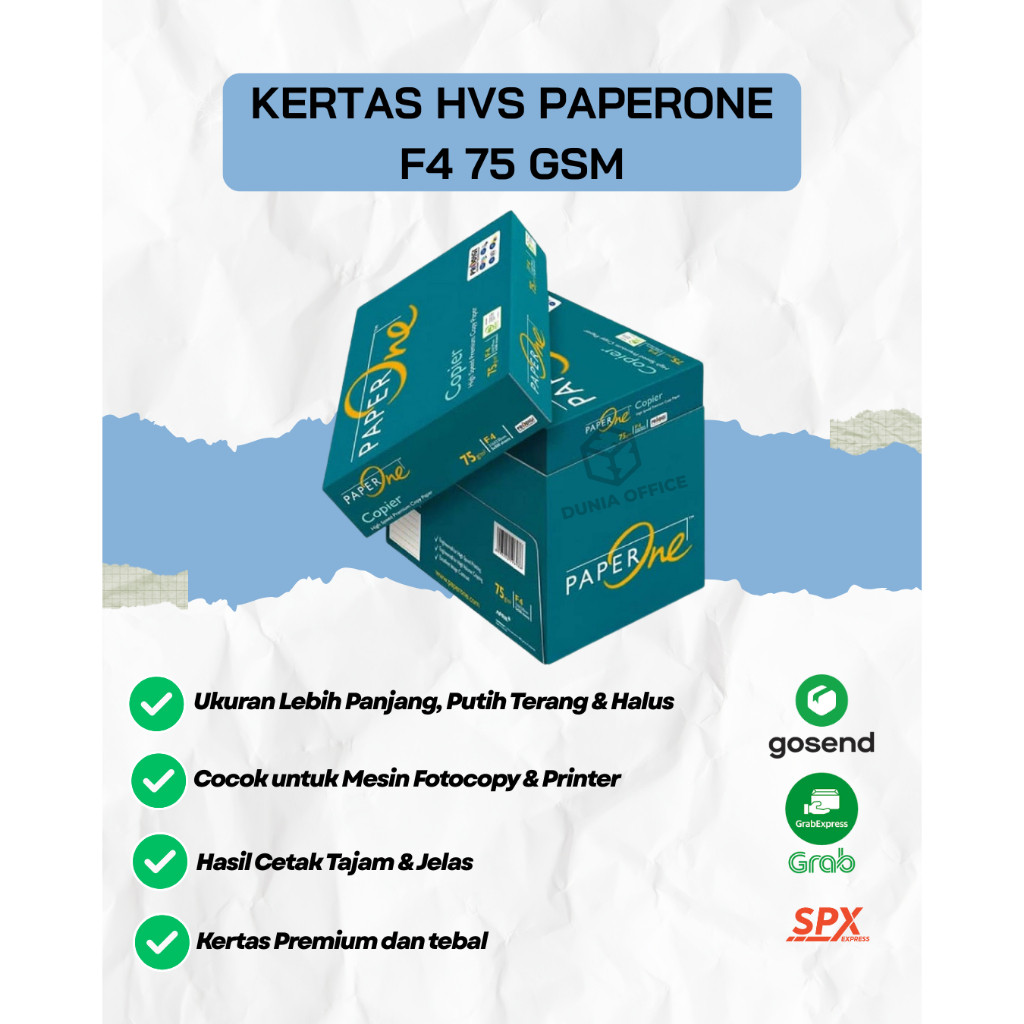 

Kertas HVS Folio F4 75 Gsm PAPERONE Isi 1 Rim (500 Lembar)