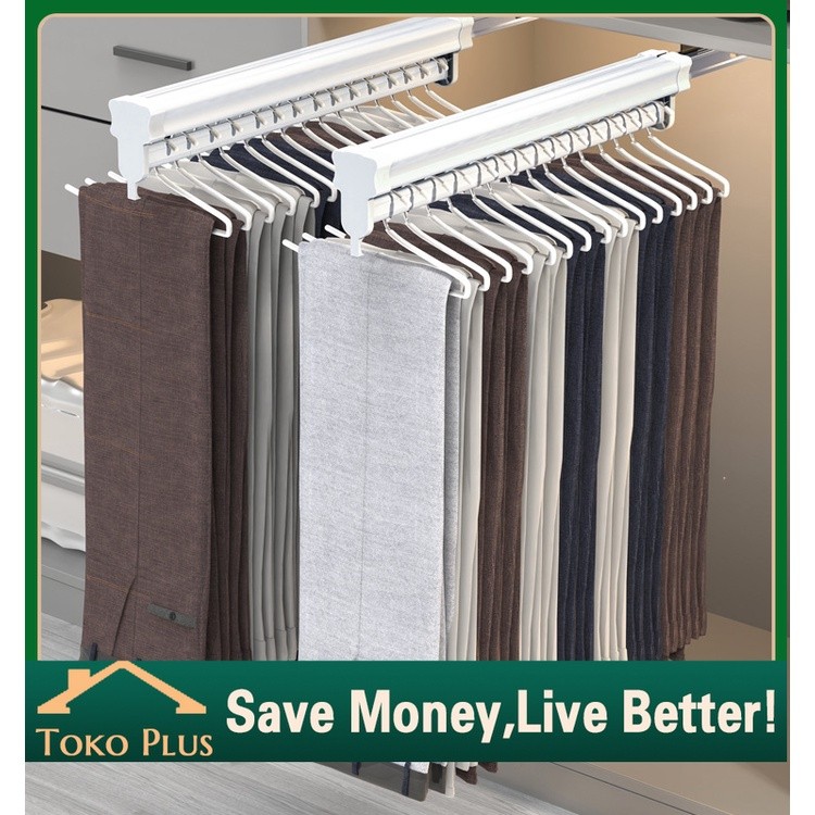 Tarik-Keluar Lemari Pakaian Gantungan Baju Tarik rak Rel pakaian Penyimpanan Hanger Serbaguna Celana
