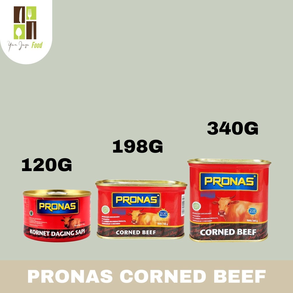 

Pronas Corned Beef / Kornet Daging Sapi Kemasan 120g / 198g / 340g