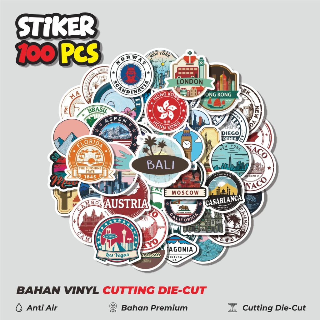 

Terbaru! 50 pcs Stiker Famous Scenery [Wisata Pemandangan Terkenal] Dekorasi Lucu Kreatif untuk Notebook, Skateboard, HP