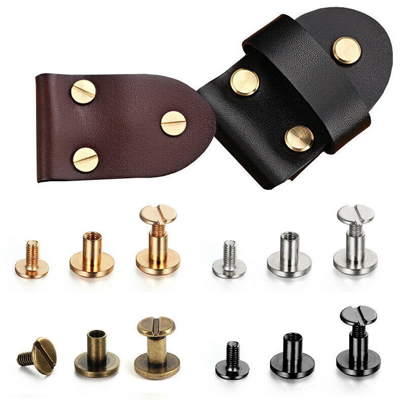 10Sets Luggage Leather Metal Craft Solid Screw Nail Rivet Double Curved Head Belt Strap Rivets Book 