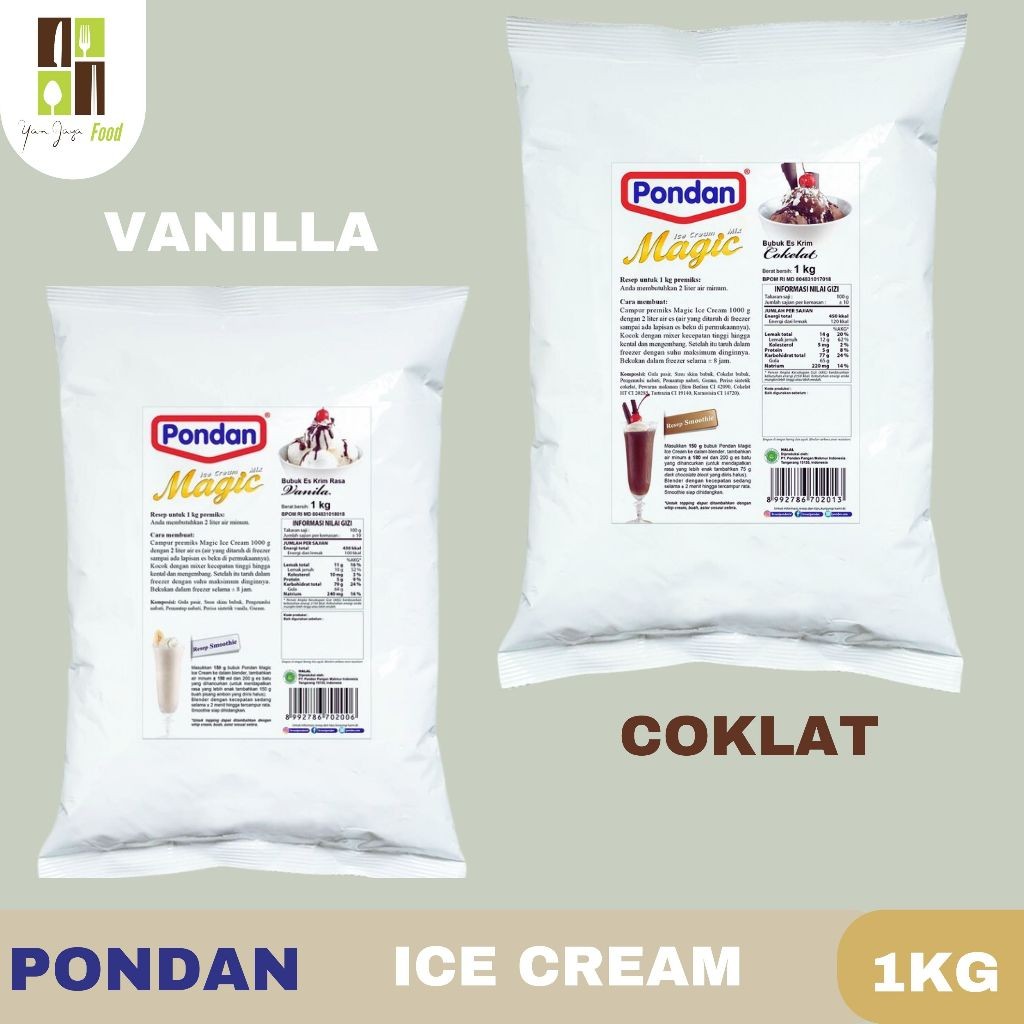 

Pondan Magic Ice Cream / Bubuk Es Krim Powder / Vanilla / Cokelat Kemasan 1KG