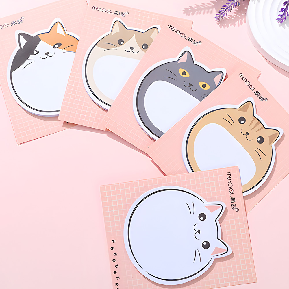 

Aesthetic Cat Sticky Notes Cute Kawaii Memo Pad Funny Post Notepad Journal Stationery Checklist Planner Agenda book Tab Index 3D