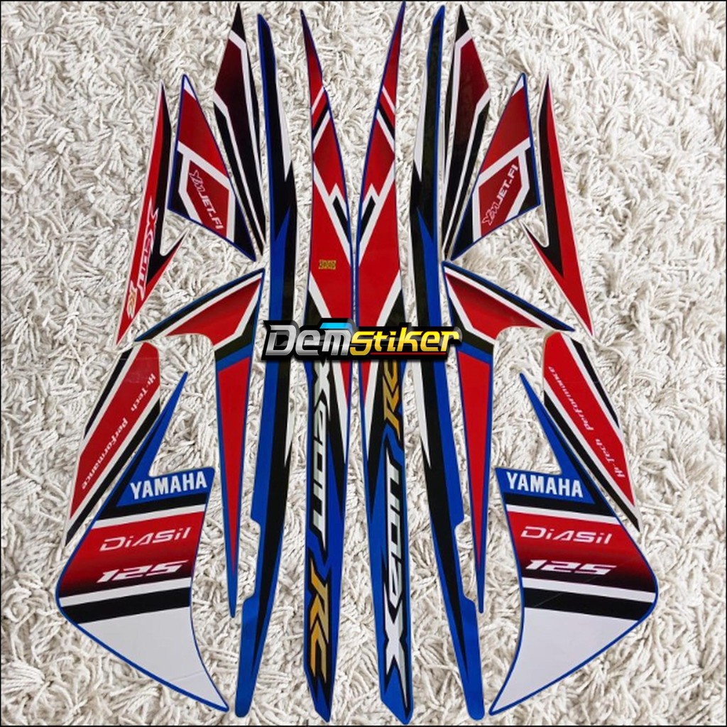 Striping standar motor yamaha xeon rc 125 biru putih ,stiker original motor xeon termurah dan berkua