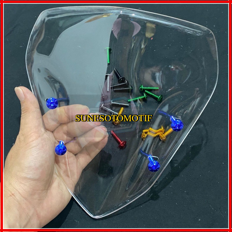 Visor Bening Transparan Aerox New Old + Baut Visor Model Probolt Import Aluminium SUNESOTOMOTIF