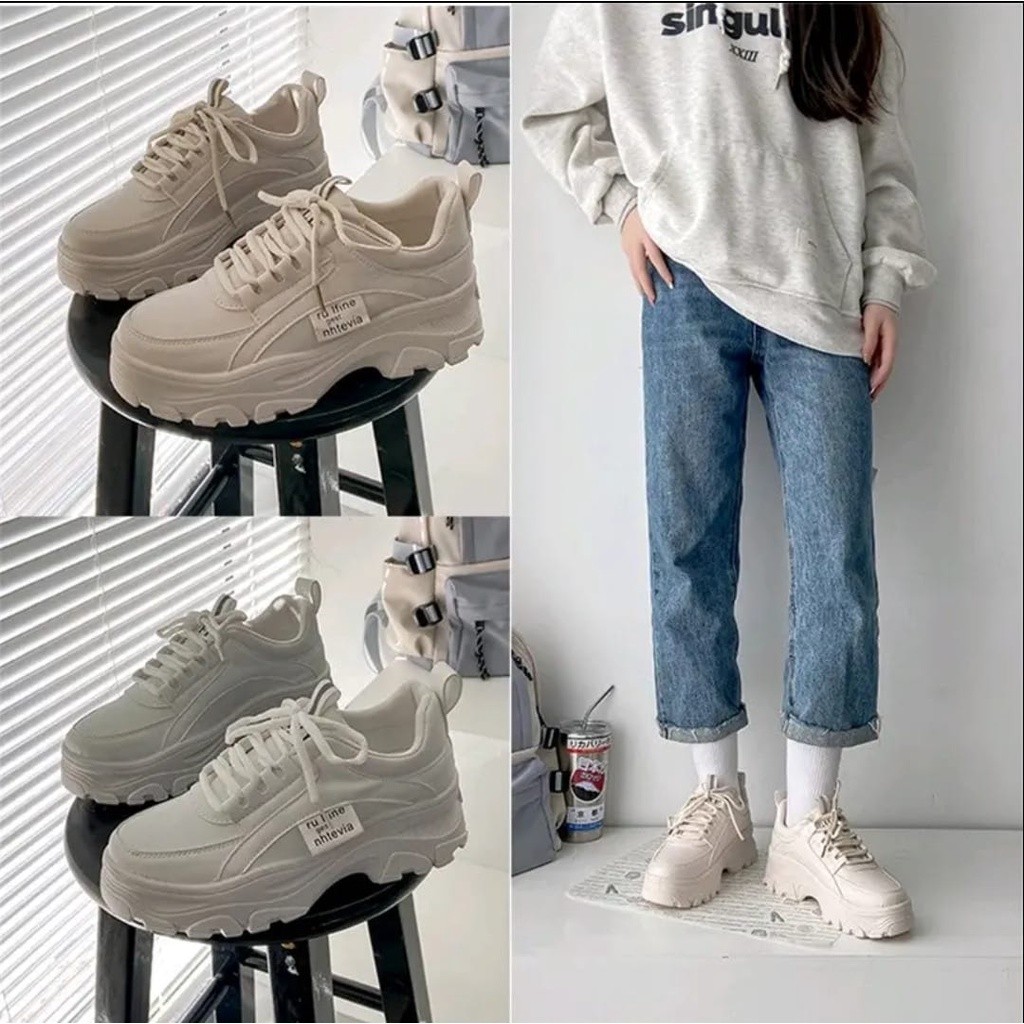SNEAKERS WANITA KEREN GAYA KOREA TINGGI BEST SELLER