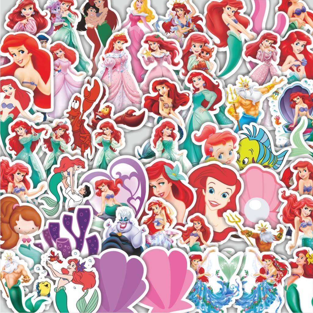 

Stiker Cutting Pack Stiker Kartun The Little Mermaid [Putri Duyung Kecil Ariel] Isi 100Pcs Series Aesthetic Lucu Keren Untuk Koper Bahan Vynil