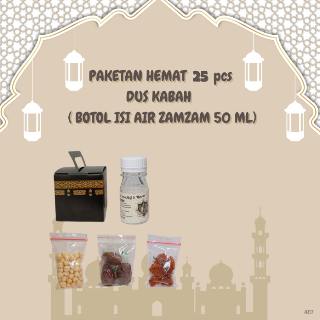 

25 pcs paketan hemat KABAH untuk oleh oleh haji dan umroh ( botol isi air zamzam 50 ml )