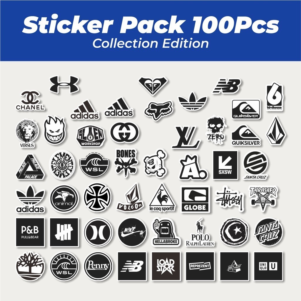 

Hot Stiker Random Logo Brand Black & White Versi 2 Lucu Anti Air Stikers Berperekat Waterproof Sticker Decal Buat Motor Helm Buku Journal Koper Casing HP Laptop Botol Minum
