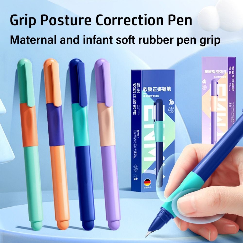 

Grip Posture Correction Fountain Pen Soft Grip Replaceable Ink Sac Changing Ink Sac Pens 0.38MM Tip Neutral Pen School Office