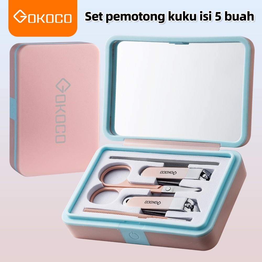 

GOKOCO Manicure Set 5 in 1 Alat Perawatan Kuku Set 5pcs Box Stainless Make up Mirror - Pedicure Set