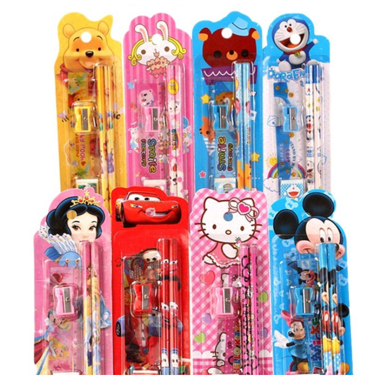 

[366SP] Stationery Set 5 in 1 Alat Tulis Anak Sekolah Penghapus penggaris Pensil Serutan Karakter Lucu S004