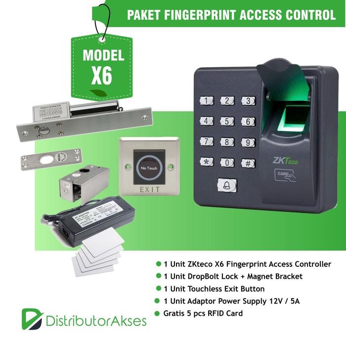 

Paket Access Control X6 Standalone Fingerprint Akses Door Dropbolt - Dropbolt, Standard Sale