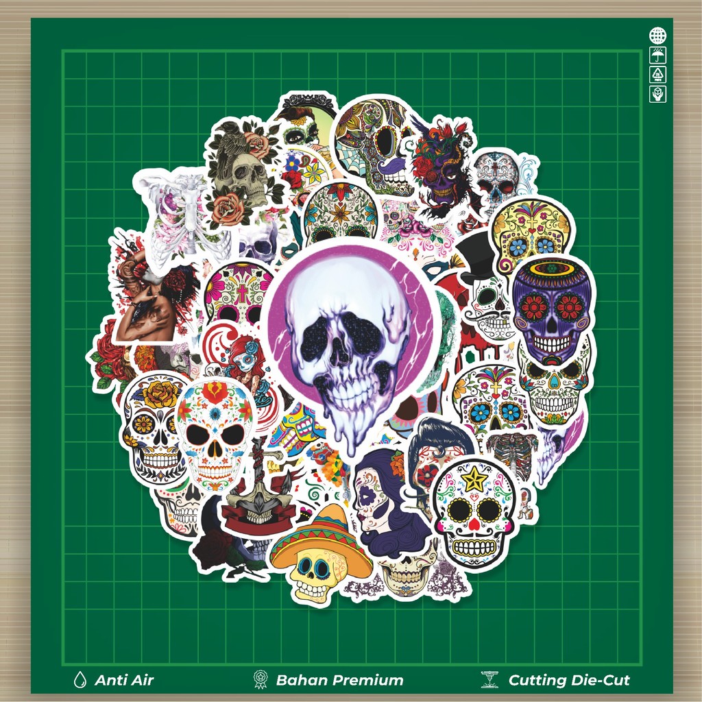 

HOT 50 PCS STIKER Stiker Tema Skull [Tengkorak] Stiker Fashion Cars Decal Dingin Kartu Album Custom Vinyl Anti Air- Sticker Aesthetic Buku Journal Koper Casing HP Tablet Laptop Helm Motor Botol Minum