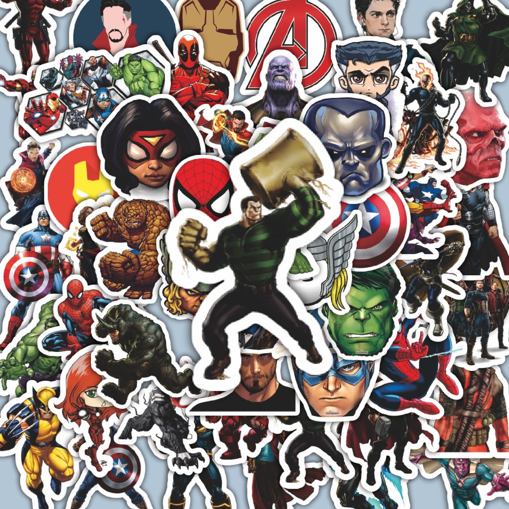

100PCS Lucu Stiker Marvel Superhero Stiker Aesthetic Stiker Anti Air Stikers Berperekat Waterproof sticker decal buat Motor Helm Buku Journal Koper Casing HP Laptop Botol Minum Hadiah anak