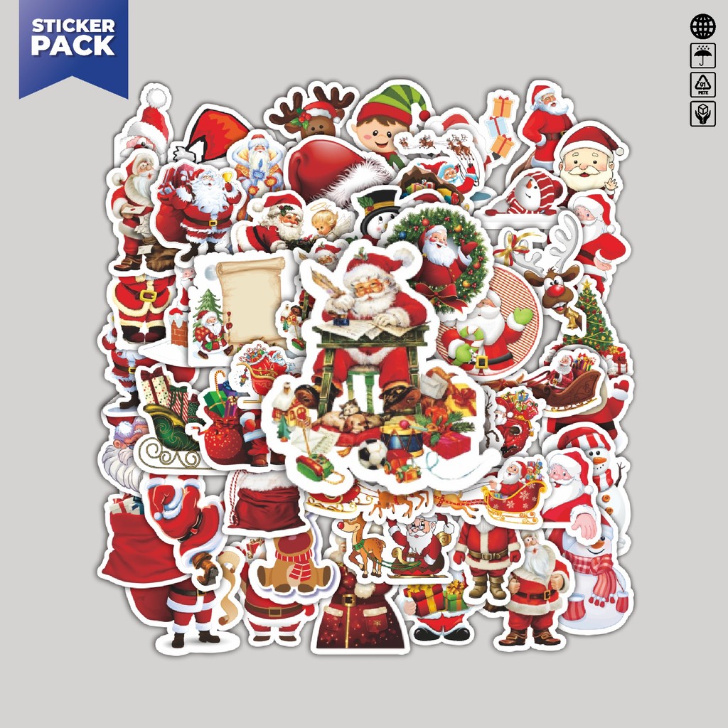 

[100PCS]Stiker Pack Stiker Funny Santa Claus Series Aesthetic Vinyl Anti Air Dekorasi Sticker Laptop Buku Journal Koper Helm Casing HP Gitar Helm Skateboard